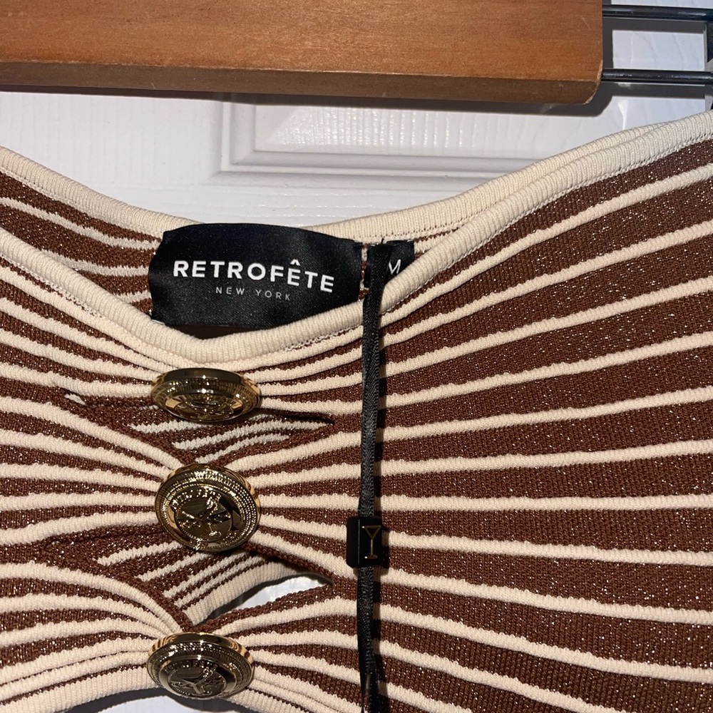 Retrofete Metallic Caramel Striped Top - Picture 3 of 9